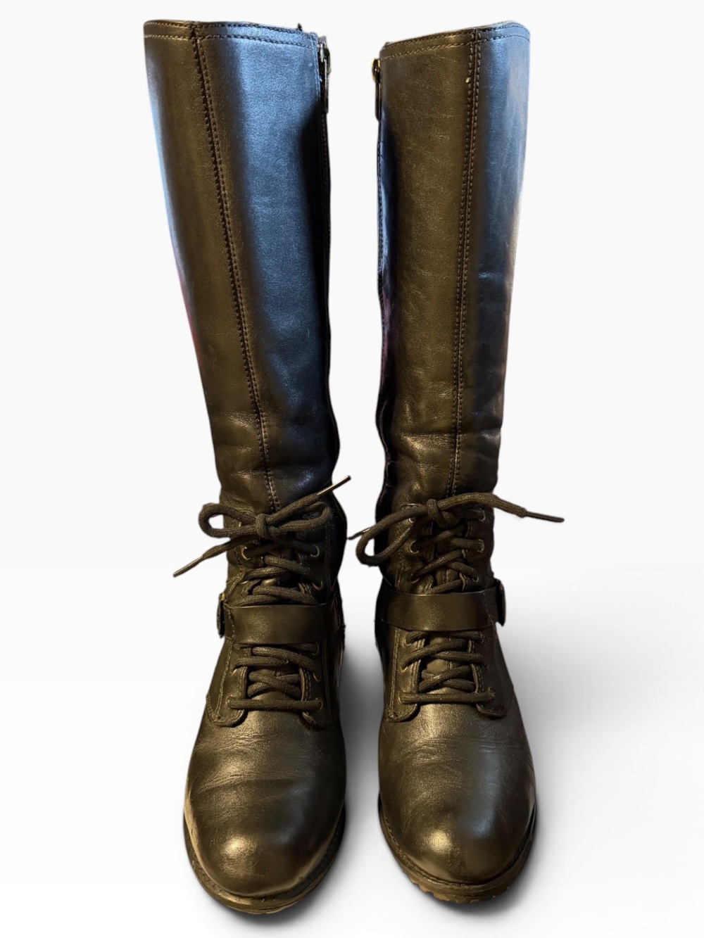Timberland Women’s Black Leather Tall Lace-Up Boots - Size 5.5